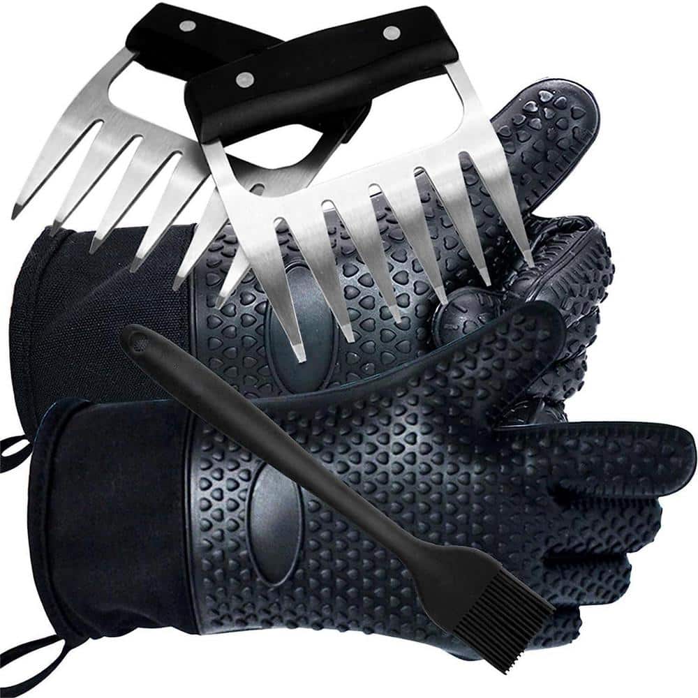 Cubilan Grilling Gloves, Orange Heat Resistant Gloves BBQ Kitchen