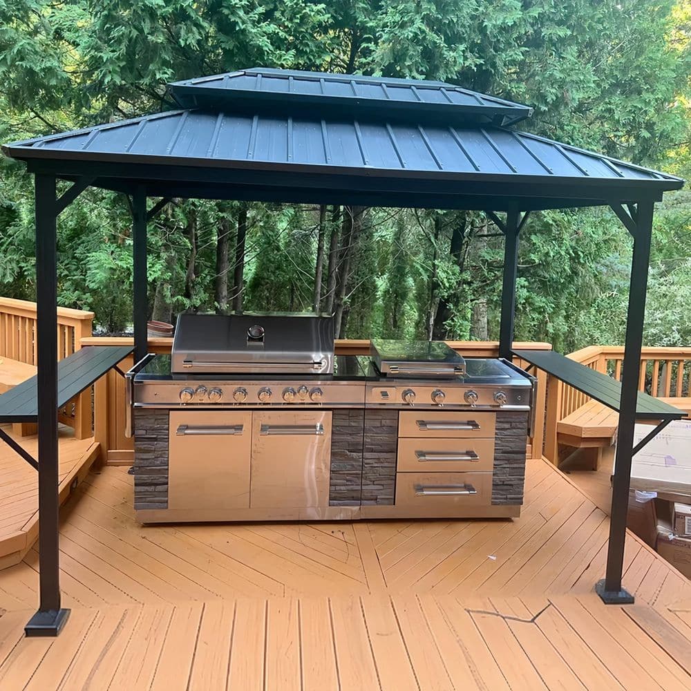 PURPLE LEAF 6.5 ft. x 10 ft. Hardtop Grill Gazebo for Patio