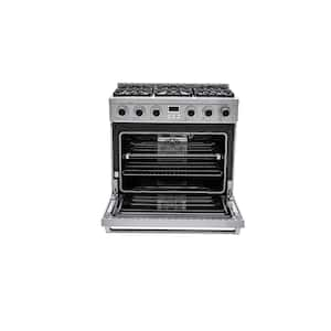 36 in. 6-Burner Slide-in Gas Range in Stainless, with Convection