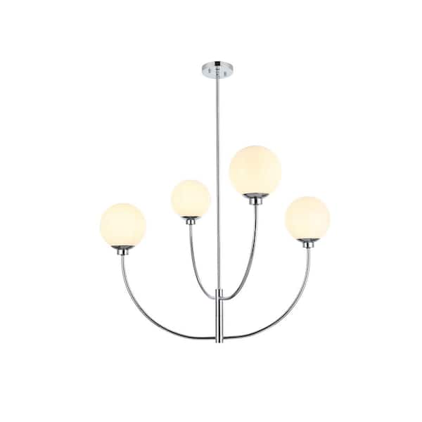 Unbranded 36 in. Home Living 4-Light Chrome Chandelier with no Bulbs Included