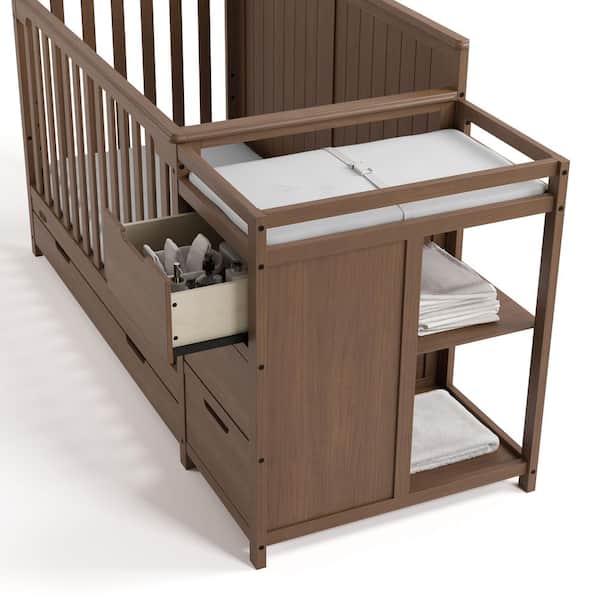 Graco Hadley Hazelnut 5-in-1 Convertible Crib and Changer with