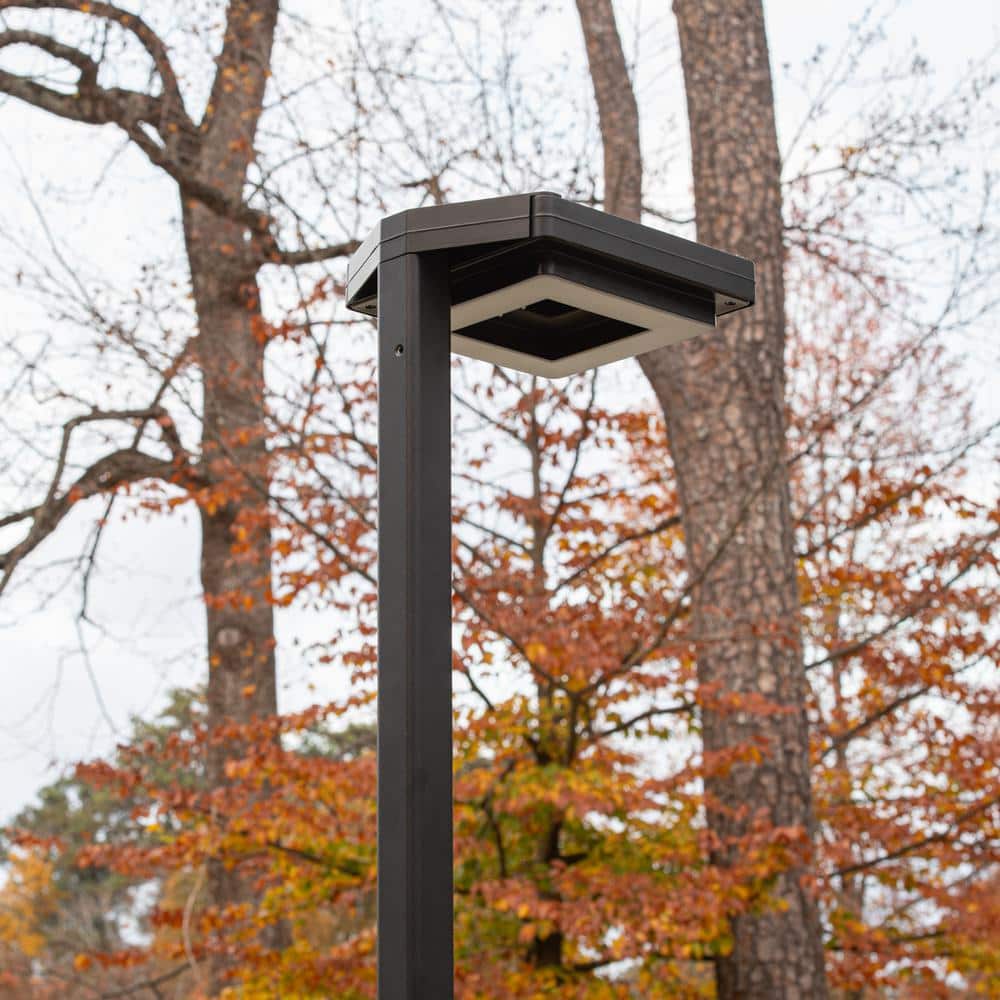 Contemporary Black Aluminum 99" LED Solar Lamp Post