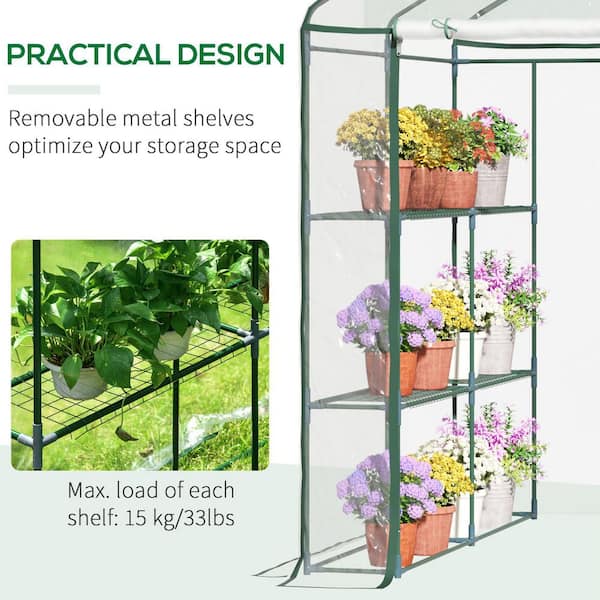 Outsunny 56.4 in. x 56.4 in. x 76.8 in. 3-Tier 8-Shelf Outdoor