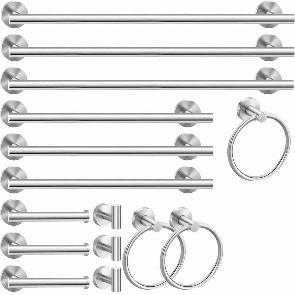 15-Piece Bathroom Hardware Set with Towel Bars, Towel Racks, Rings, Toilet Paper Holders, Robe Hooks in Brushed Nickel price history on PriceWatchPro