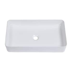 24 in. L x 14 in. W x 4.5 in. H Ceramic Rectangular Bathroom Vessel Sink in White