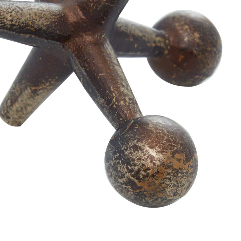 Distressed Gold and Black Iron Jacks Sculpture Set, 9"