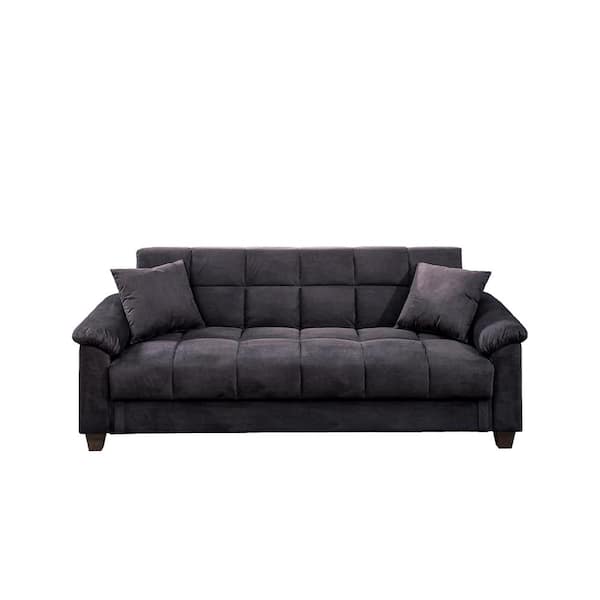 SIMPLE RELAX 84 in. Square Arm 2-Seater Storage Sofa in Ebony