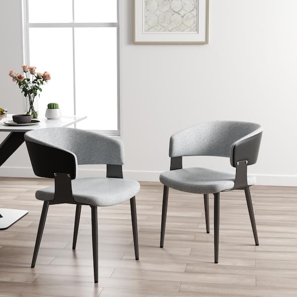 J&E Home Gray Polyester Parsons Dining Table Chair Set of 2