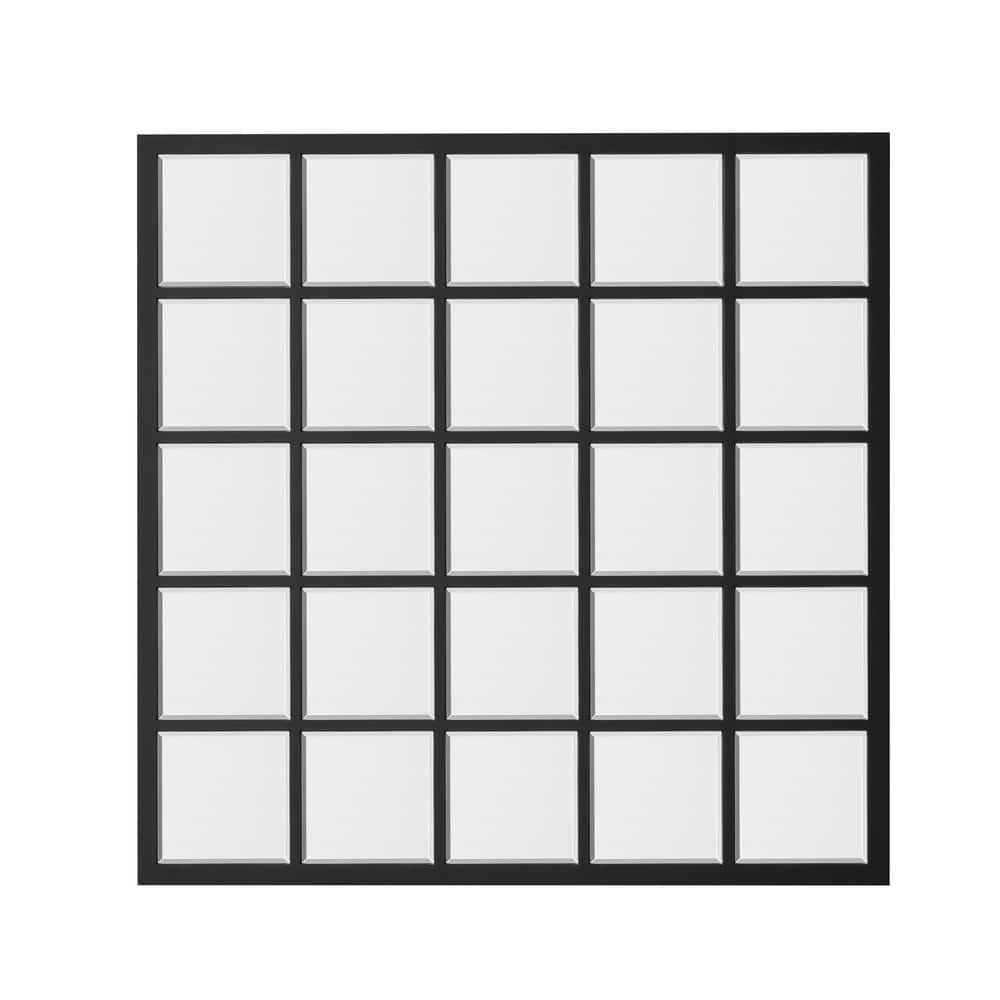 New Black 27.17 in. W x 27.17 in. H Square Wabi-Sabi Retro Wooden Frame Dec
