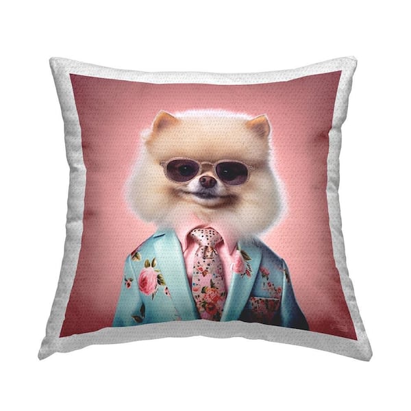 Stupell Industries Fluffy Trendy Dog Outdoor Printed Throw Pillow by RB