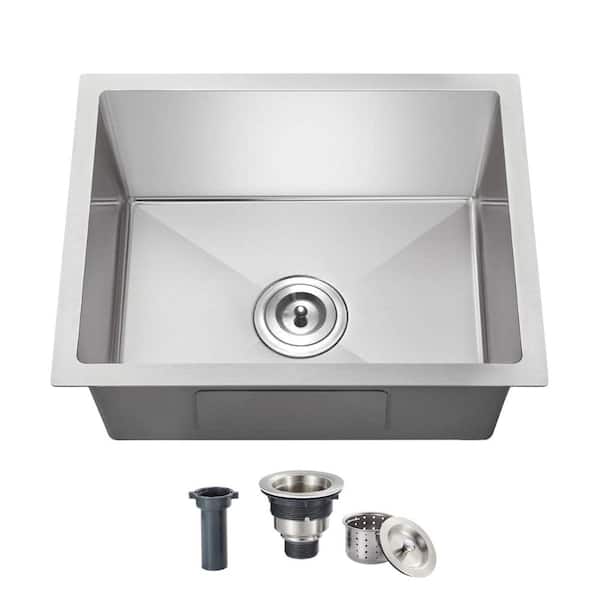 20 in. Undermount Single Bowl 18-Gauge T304 Stainless Steel Kitchen Sink with Tight Radius Corners