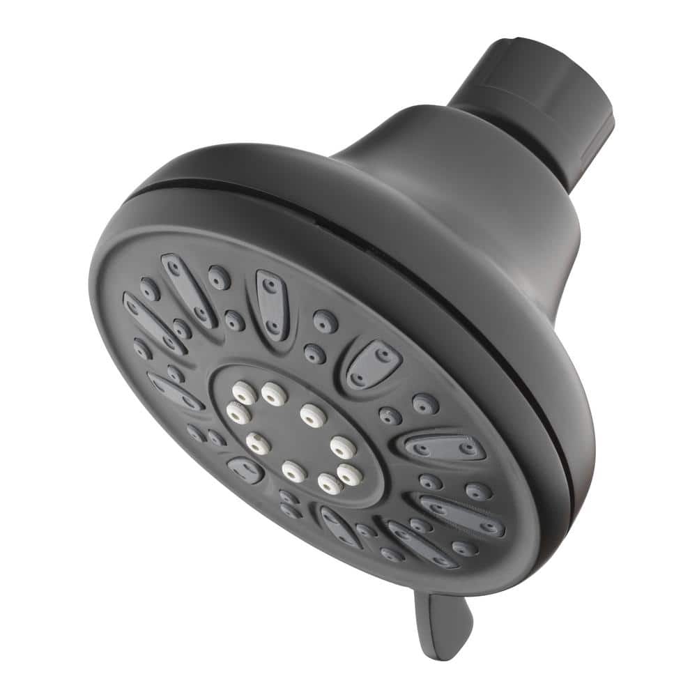 Glacier Bay 4Spray patterns 3.5 in. Single Wall Mount Fixed Shower Head in Matte Black 3073