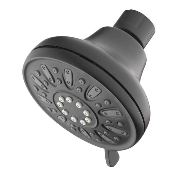 Glacier Bay 4-Spray patterns 3.5 in. Single Wall Mount Fixed Shower Head in Matte Black