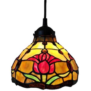 1-Light Tiffany Style Tulips Hanging Pendant with Glass Shade