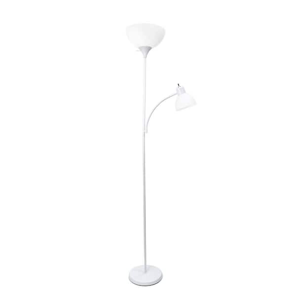 Simple Designs 71.5 in. White Floor Lamp with Reading Light