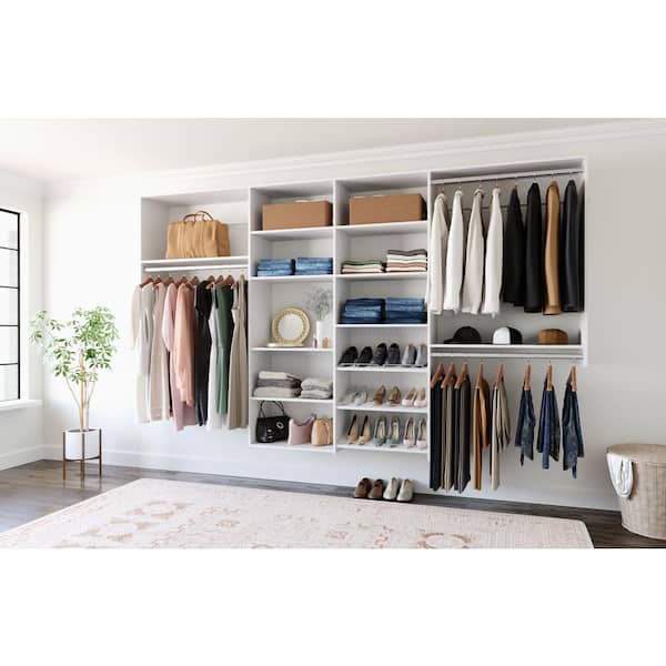 Dual Tower 96 in. W - 120 in. W Classic White Wood Closet System