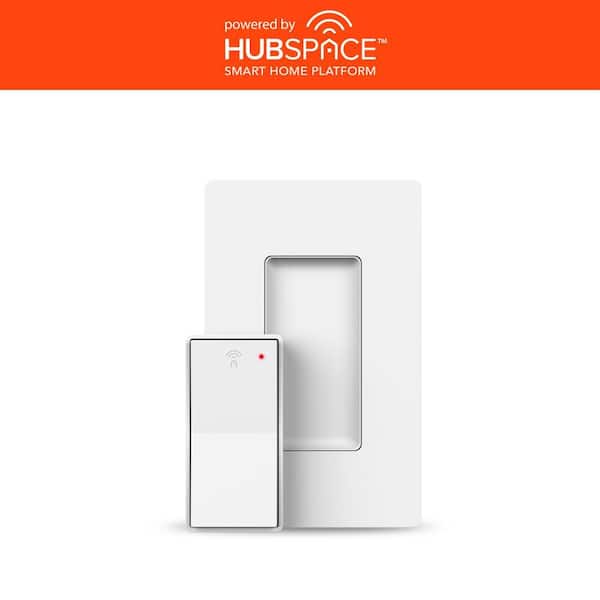 Smart Remote Rocker Switch with Bluetooth, No-Hub Required, Battery Powered, White (1-Pack), Powered by Hubspace