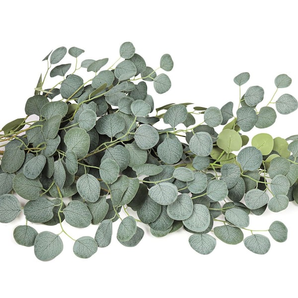 52 in. Frosted Green Artificial Silver Dollar Eucalyptus Hanging Plant Greenery Foliage Bush (Set of 2)