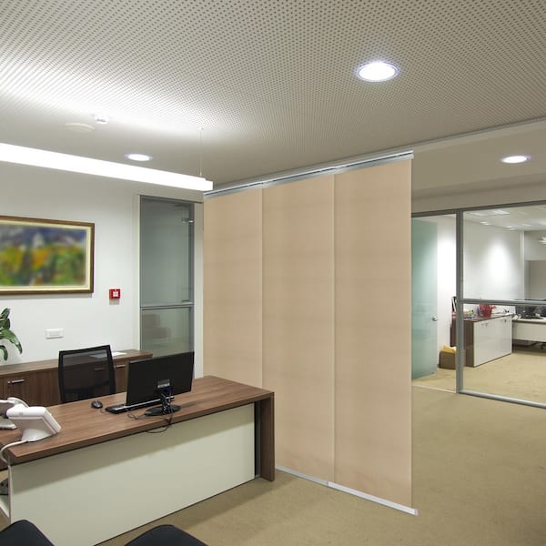 EMOH Ivoreen Adjustable Sliding Single Rail Track with 23.5" Slates, Extendable 36" to 66" W x 94" L