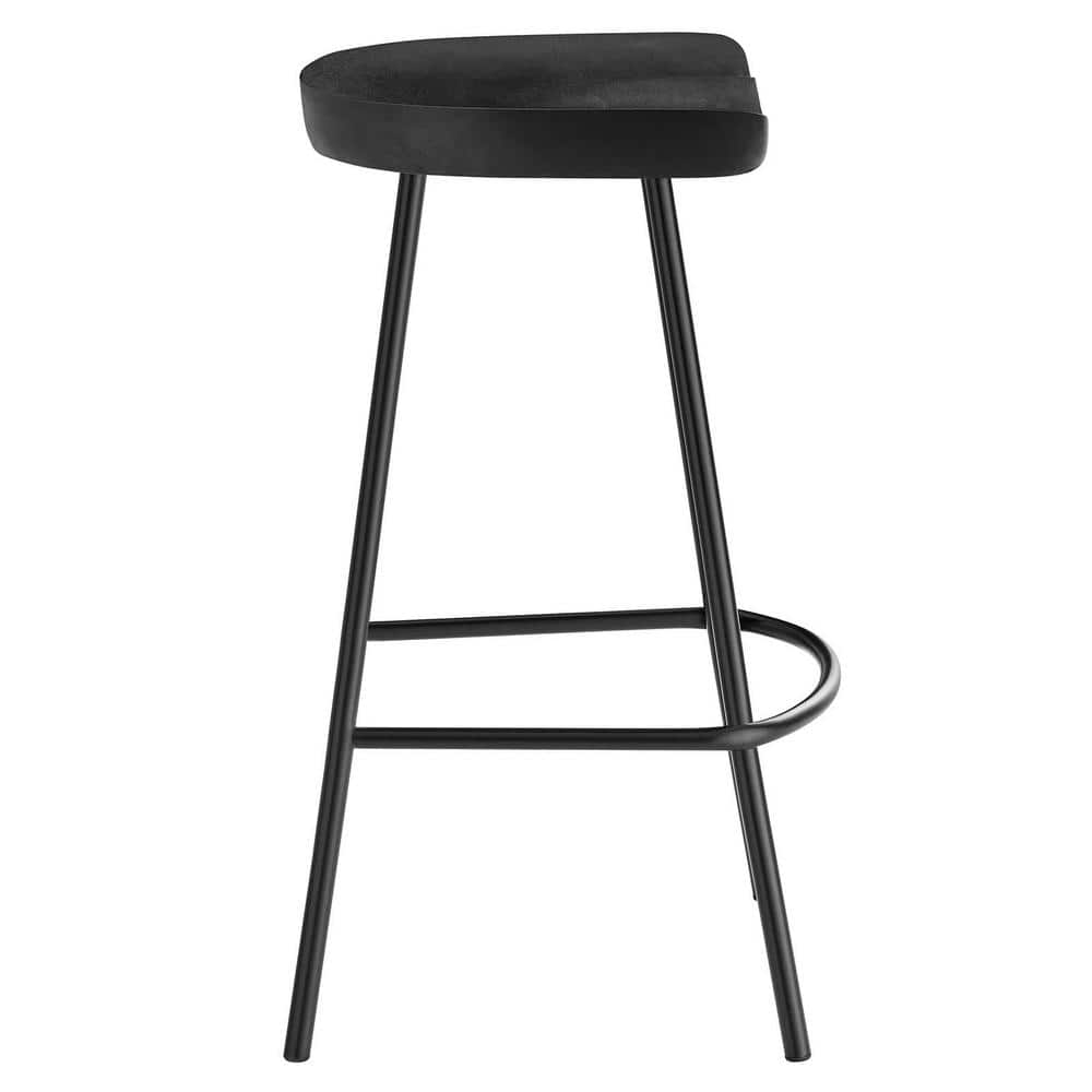 Black Adjustable Saddle Style Wood and Metal Counter Stools