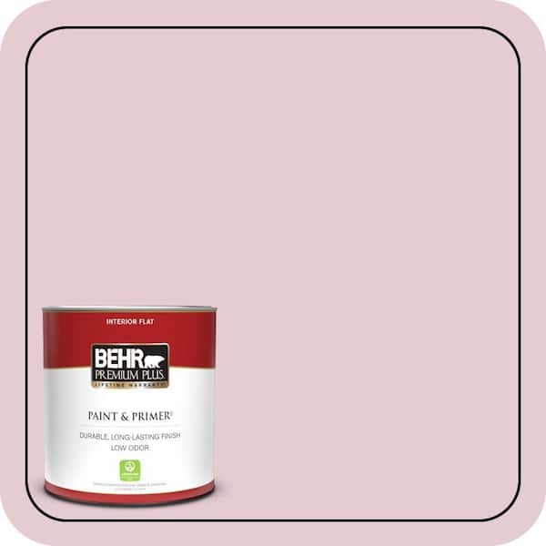 BEHR PREMIUM PLUS 1 qt. #100C-2 Cool Pink Flat Low Odor Interior Paint & Primer