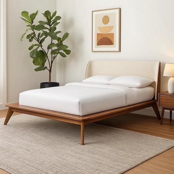 Linzy Brown Wood Frame Full Panel Bed with Transitional Panel Design