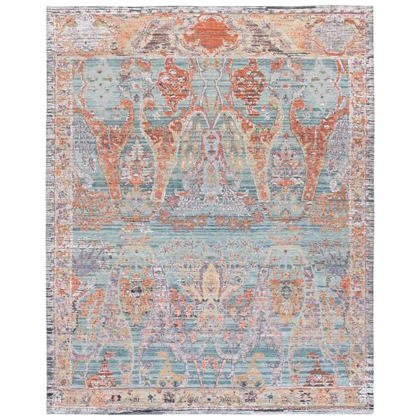 Jewel Of India 10 ft. x 14 ft. ft.Teal/Rust Persian Area Rug