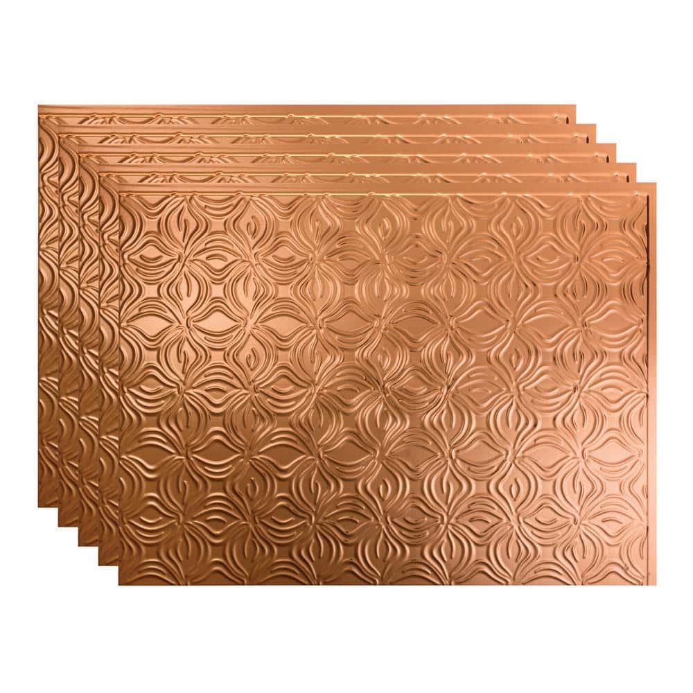 18.25 in. x 24.25 in. Lotus Vinyl Backsplash Panel in Polished Copper (5-Pack) price history on PriceWatchPro