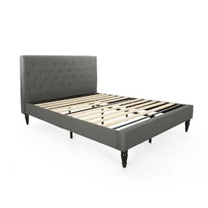 Atterbury Charcoal Grey Upholstered Queen Bed Frame