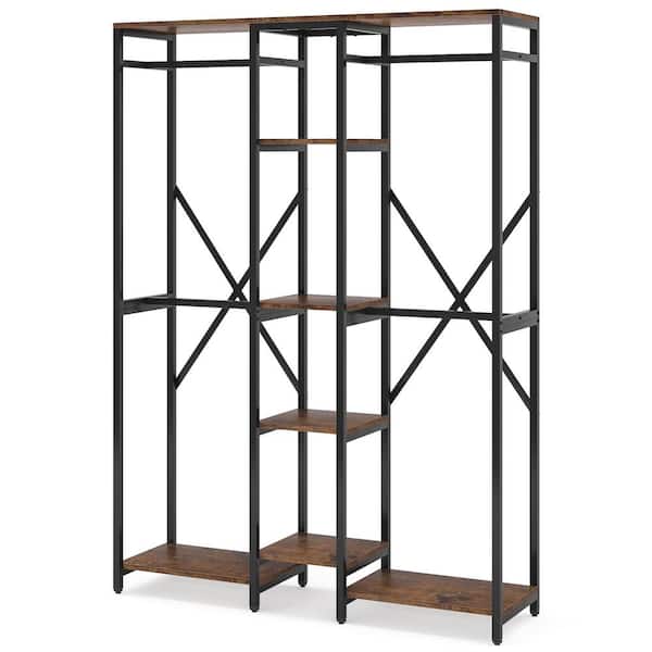 Tribesigns Cynthia Brown Garment Rack with Storage Shelves and Hang Rod