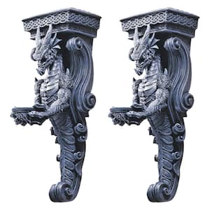 Dragons of Darkmoor Castle Grey Poly-resin Classic Wall Sculpture, Set of 2
