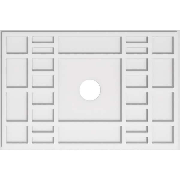 Ekena Millwork 34 in. W x 22-5/8 in. H x 4 in. ID x 1 in. P Beaux Architectural Grade PVC Contemporary Ceiling Medallion