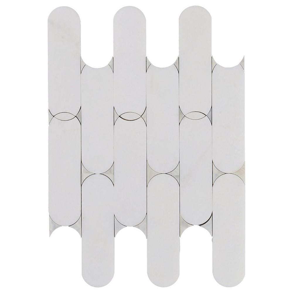 Nostradam White Thassos 1.66 in. x 0.39 in. Polished Marble Wall Mosaic Tile Sample price history on PriceWatchPro