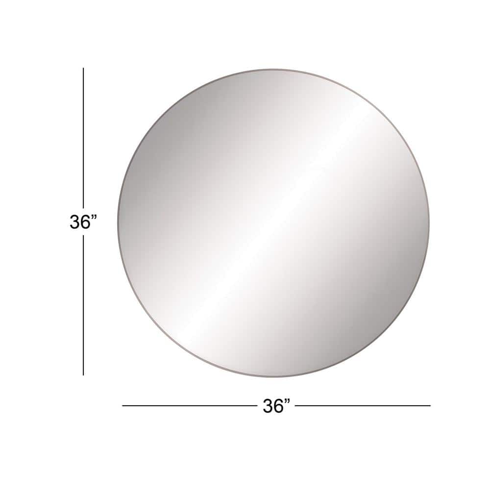 36" Frameless Round Wall Mirror with Black Edge