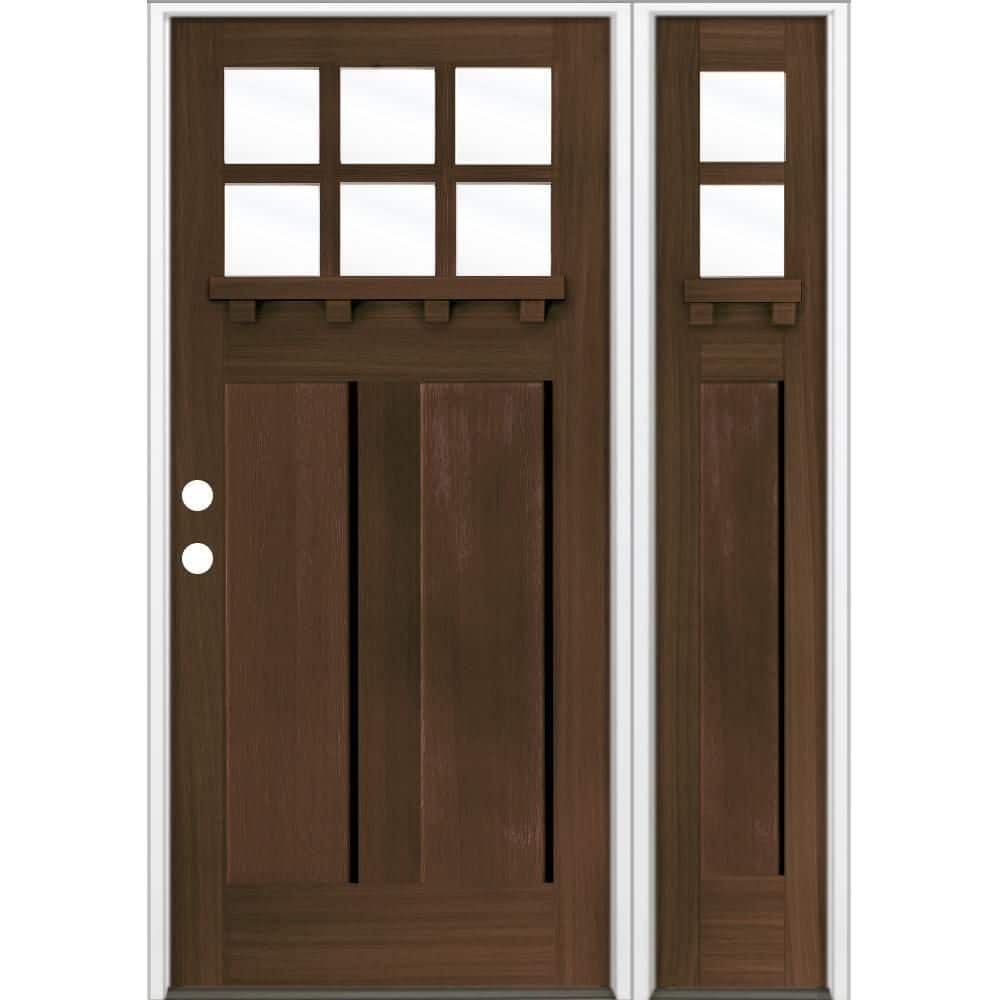 50 in. x 80 in. Craftsman 6-Lite Right-Hand/Inswing Clear Glass Black Stain Hemlock Wood Prehung Front Door w/RSL and DS price history on PriceWatchPro