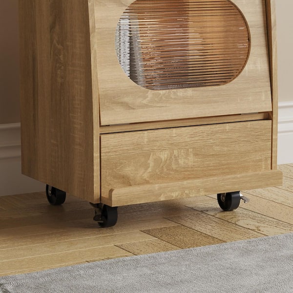 FUFU&GAGA Natural Changing Table with Flip-Top Storage, LED