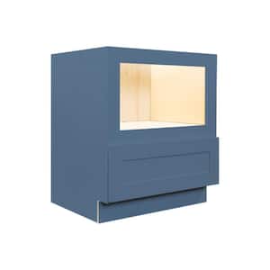Lancaster Blue Plywood Shaker Stock Assembled Base Microwave Kitchen Cabinet 30 in. W x 24 in. D x 34.5 in. H