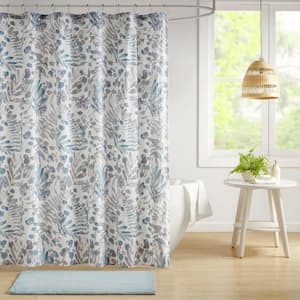 Kairi 72 in. W x 72 in. L Polyester in Blue Shower Curtain