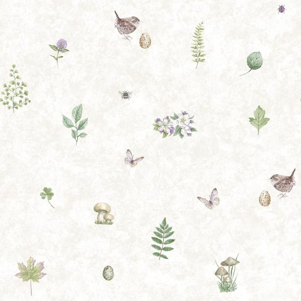 Unbranded Meadow Spot Beige/Green/Lilac Matte Finish Vinyl on Non-Woven Non-Pasted Wallpaper Roll