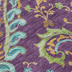 Purple 2 ft. x 3 ft. Woven Paisley Polyester Rectangle Indoor/Outdoor Area Rug