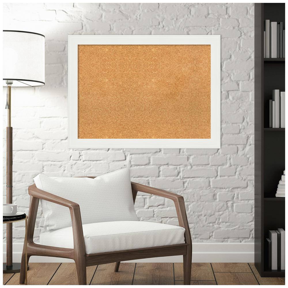 Vanity White Narrow Framed Natural Cork Bulletin Board