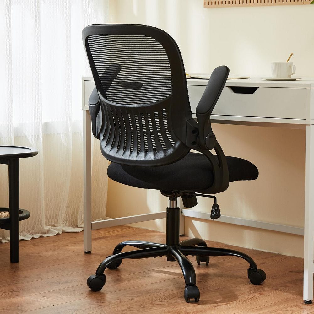 14 in. Width Mesh Adjustable Swivel Seat Drafting Chair in Black with Arms price history on PriceWatchPro