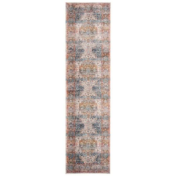 Vintage Persian 2 ft. x 12 ft. Beige/Blue Oriental Distressed Runner Rug