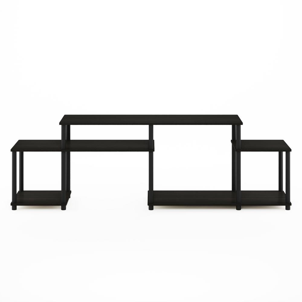 Espresso and Black Composite Wood TV Stand for 55 Inch Screen