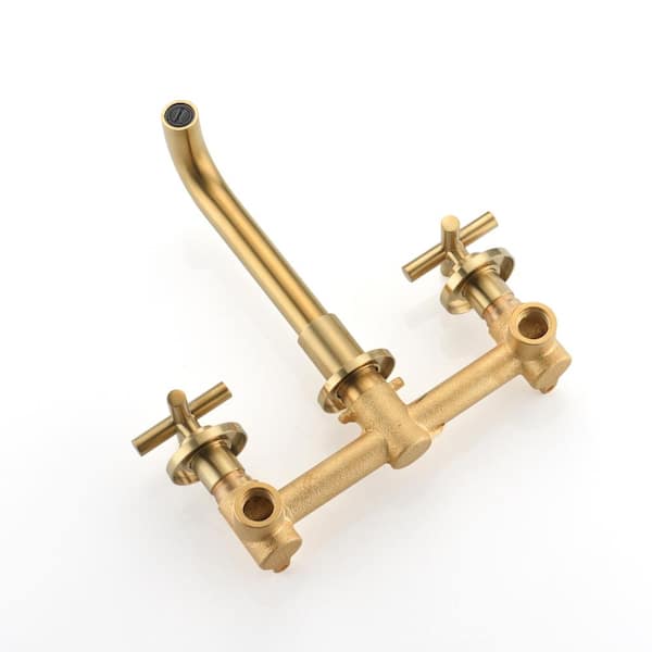 Bathroom Faucet Wall Mount With Spout Snake Form, Antique Pure Brass Faucet  for Bathroom Sink With Different Styles Handles 