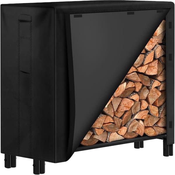 4 ft. Firewood Rack With Cover Combo Set Waterproof Outdoor Log Holder Heavy Duty Stacker Pit for Patio