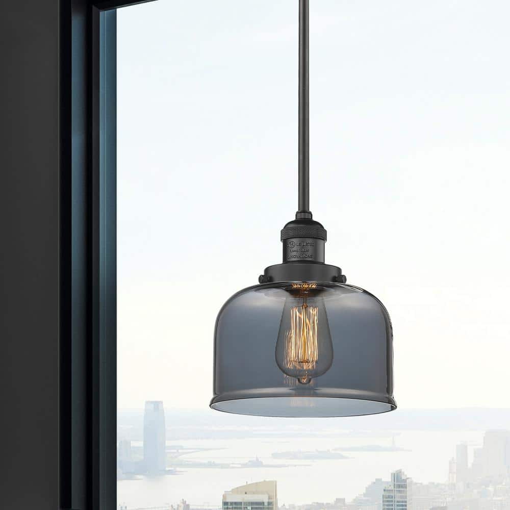 Large Bell Matte Black Mini Pendant Light for Indoor/Outdoor
