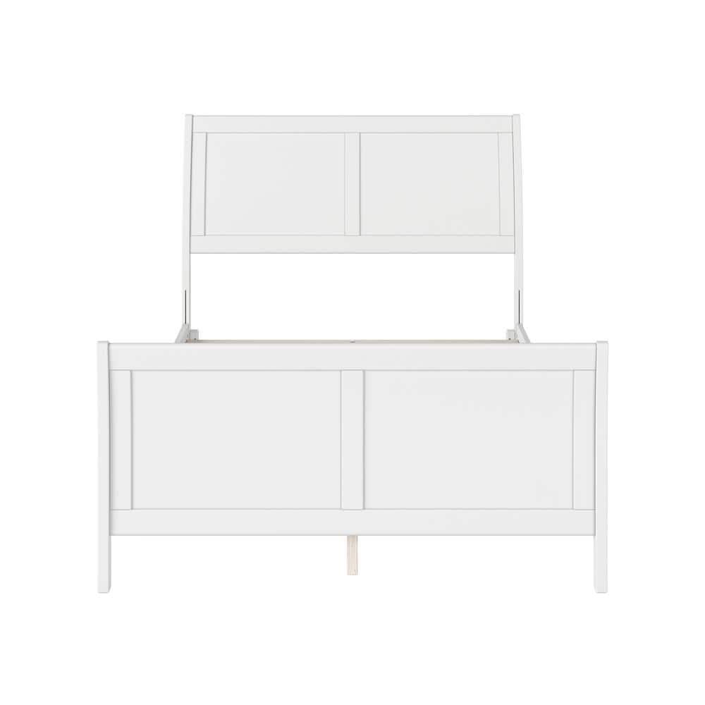 Portland White Full Size Wood Platform Bed with Headboard
