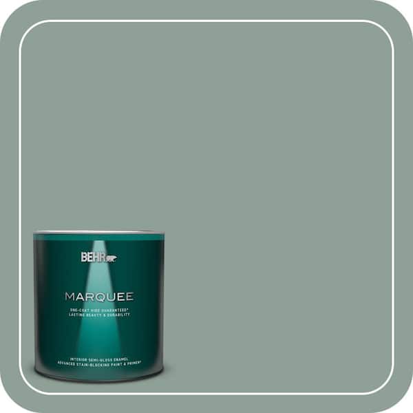 BEHR MARQUEE 1 qt. #QE-44 Eucalyptus Semi-Gloss Enamel Interior Paint & Primer