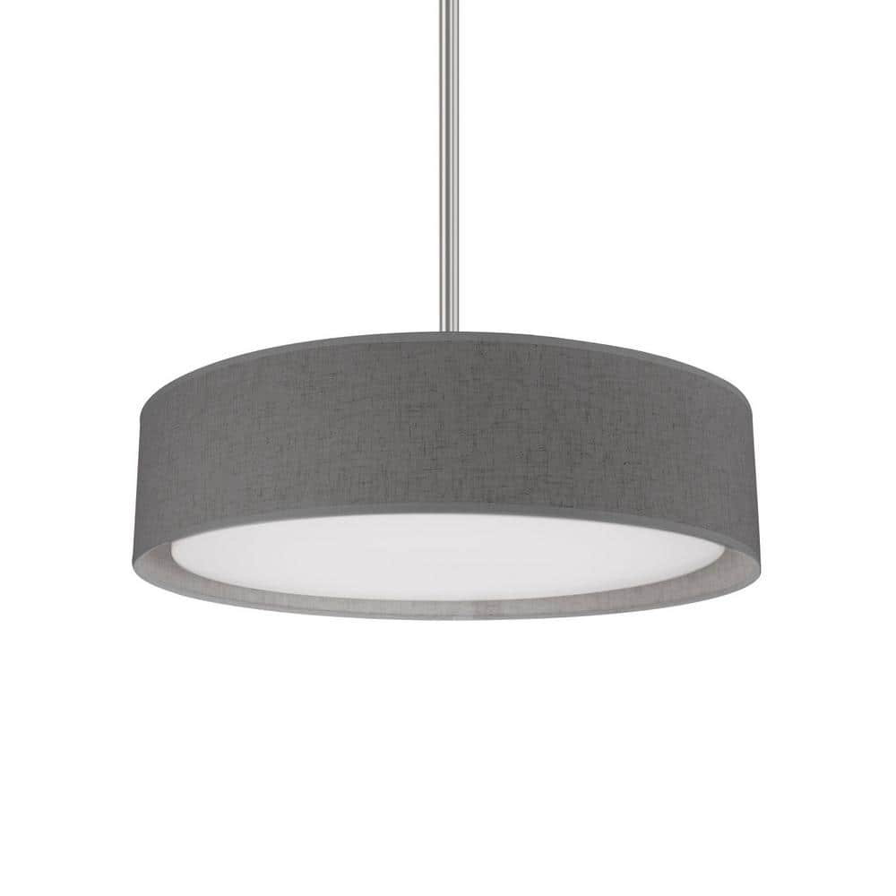 Dalton Gray Linen Textured LED Drum Pendant Light